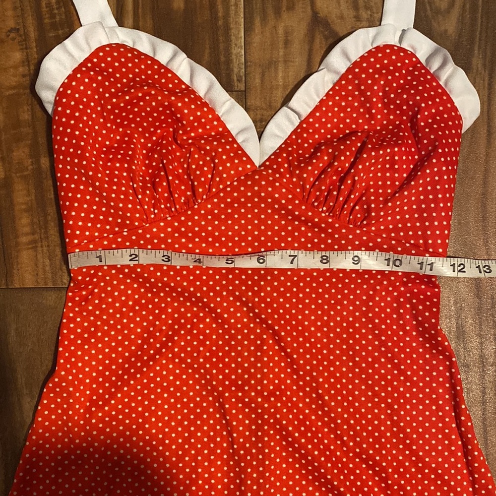 vtg Red Polka Dot Ruffle Maxi Dress - Picture 9 of 12